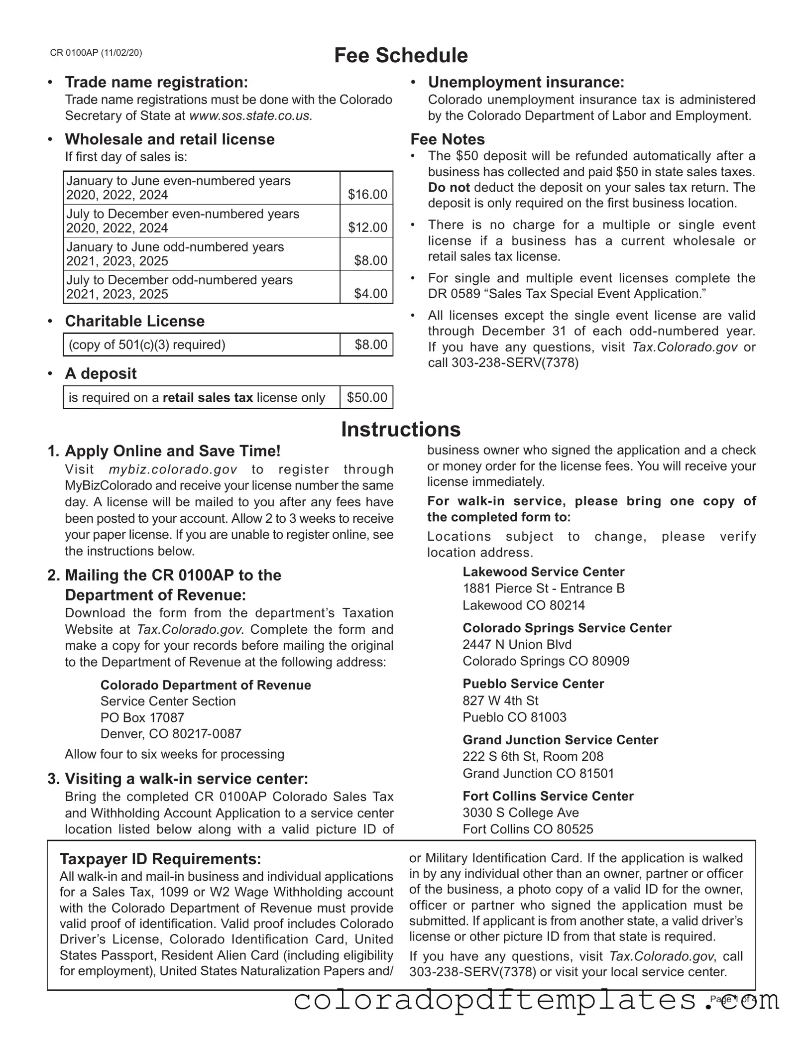 Download Colorado Cr 100 Form in PDF