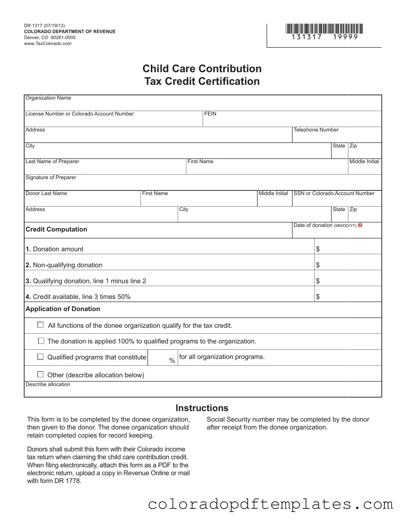 Download Colorado Dr 1317 Form in PDF