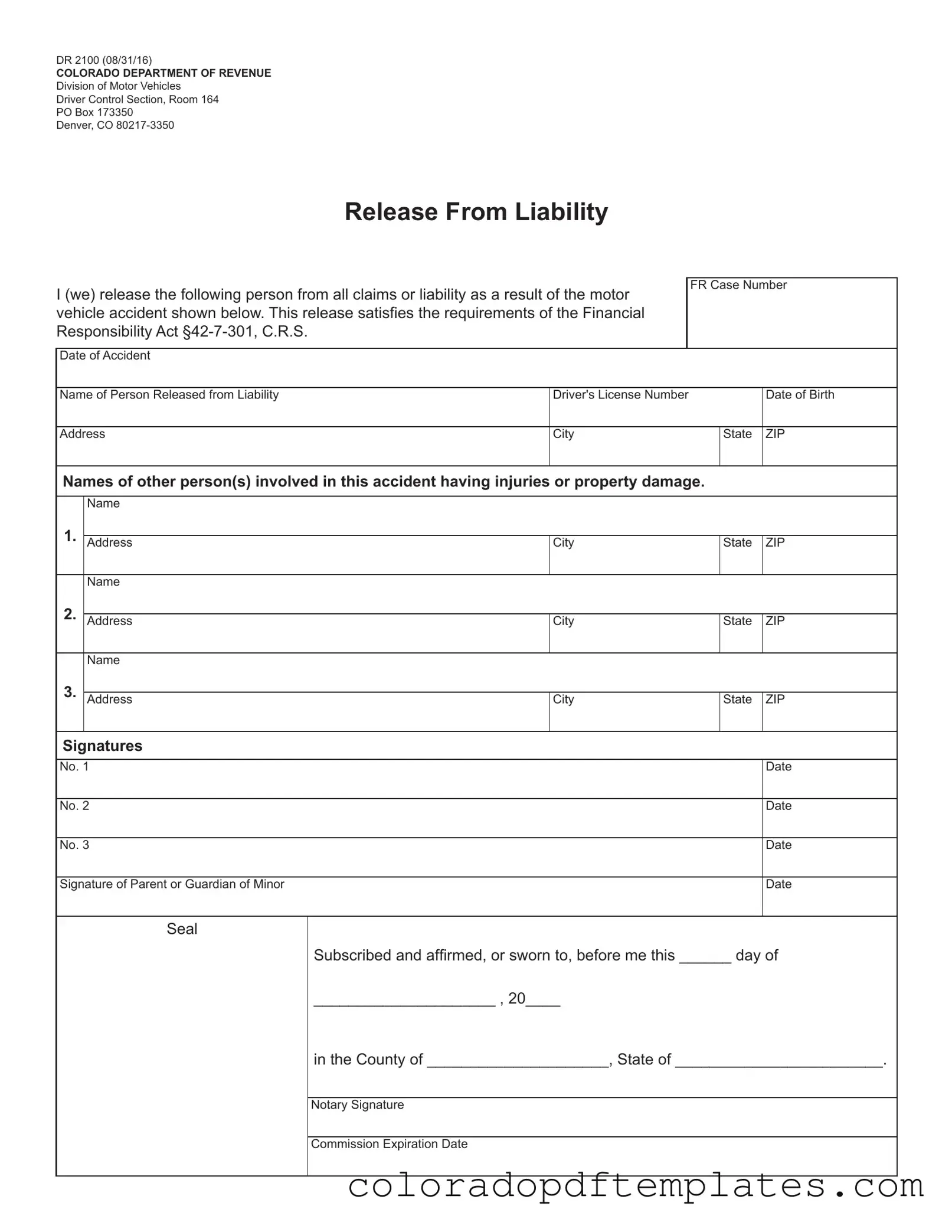 Download Colorado Dr 2100 Form in PDF