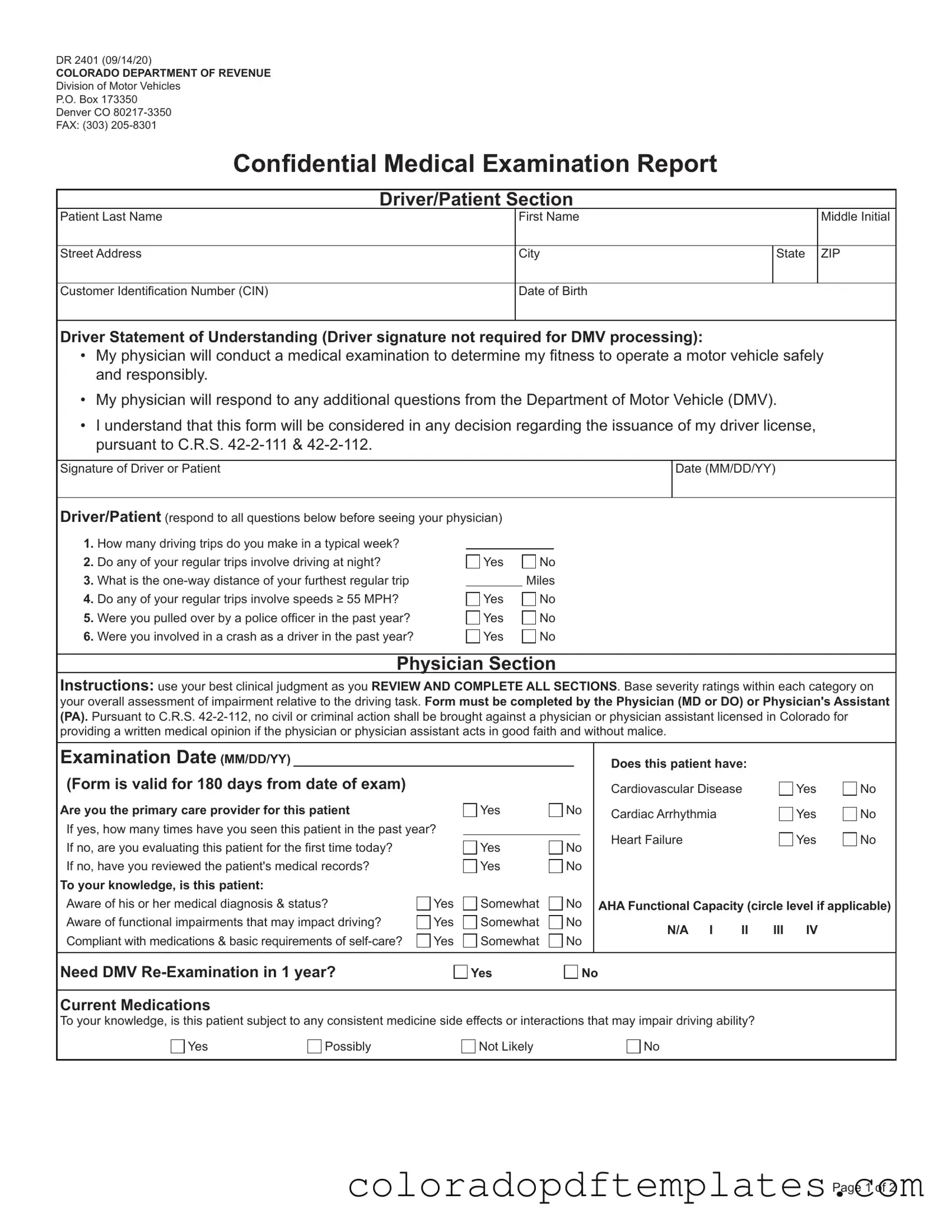 Download Colorado Dr 2401 Form in PDF