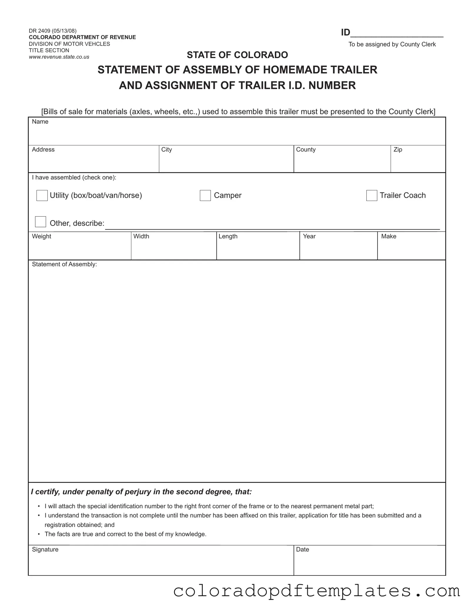 Download Colorado Dr 2409 Form in PDF
