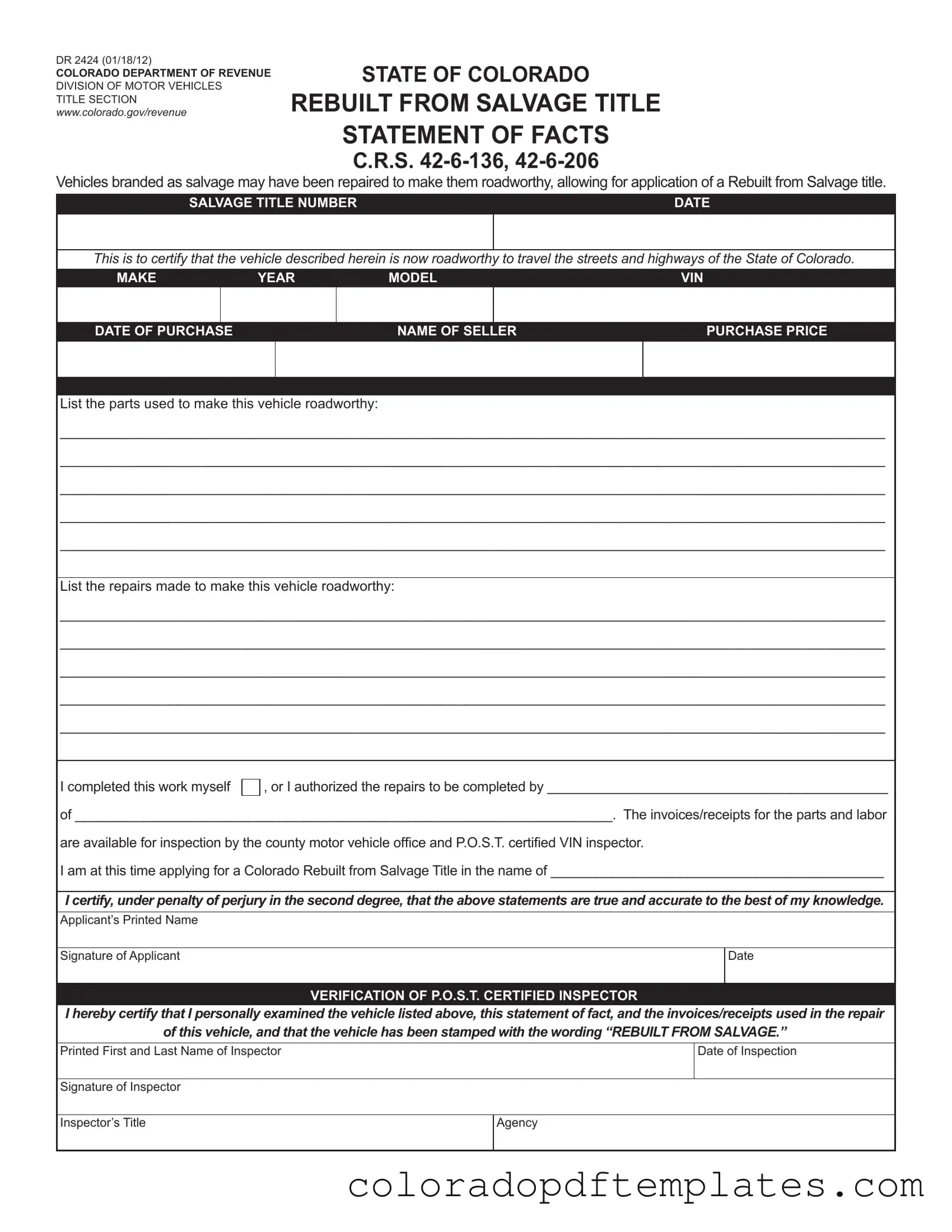 Download Colorado Dr 2424 Form in PDF