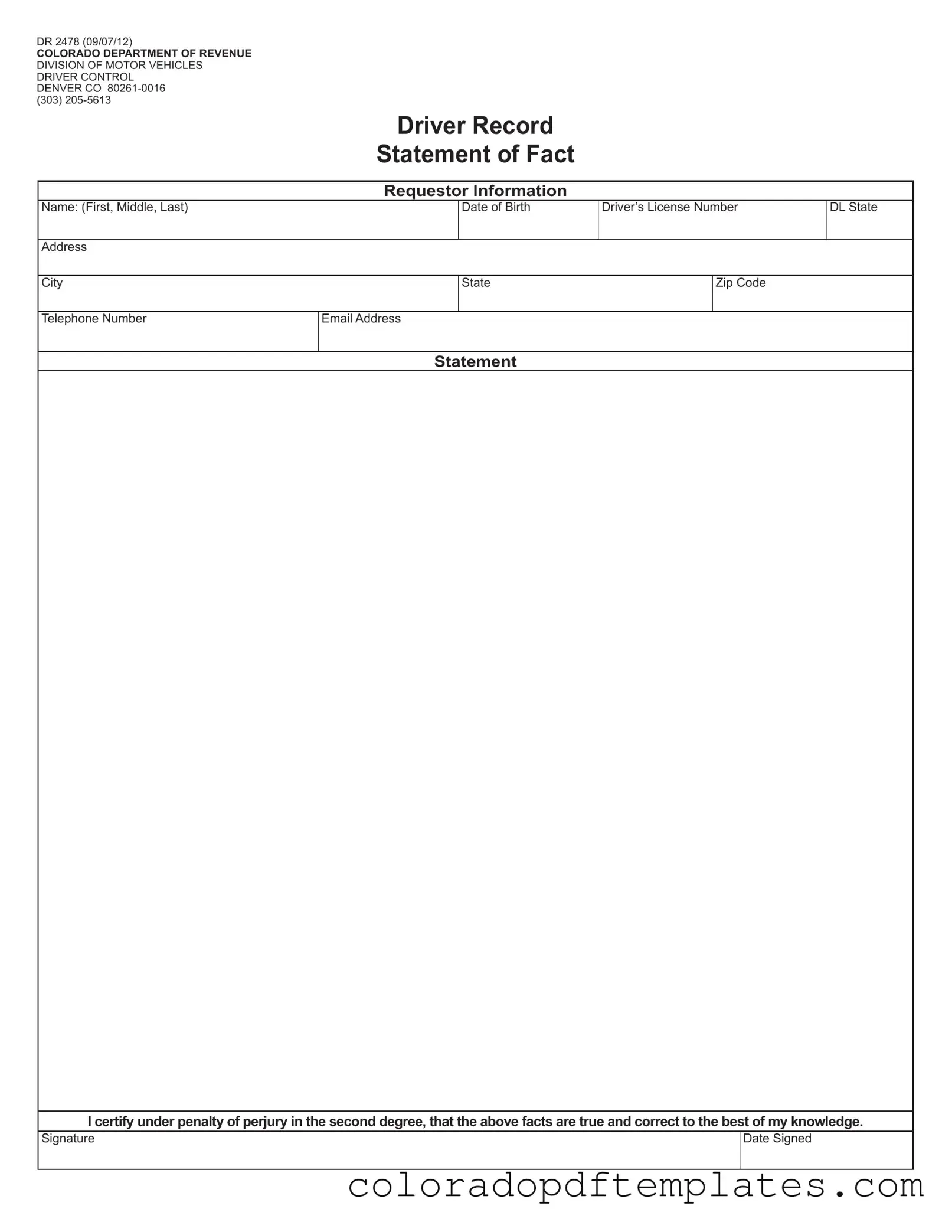 Download Colorado Dr 2478 Form in PDF