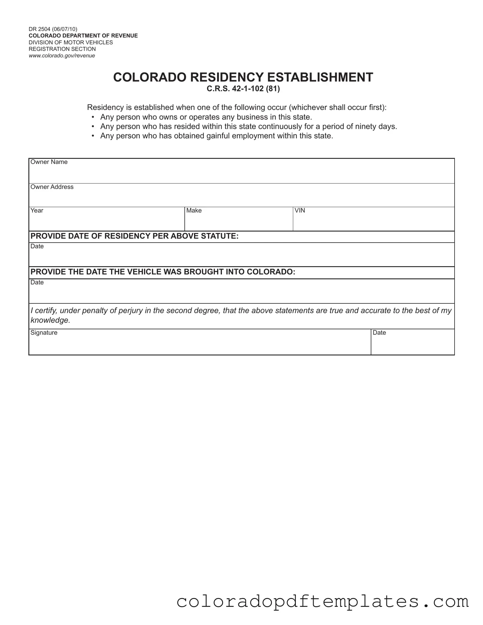 Download Colorado Dr 2504 Form in PDF