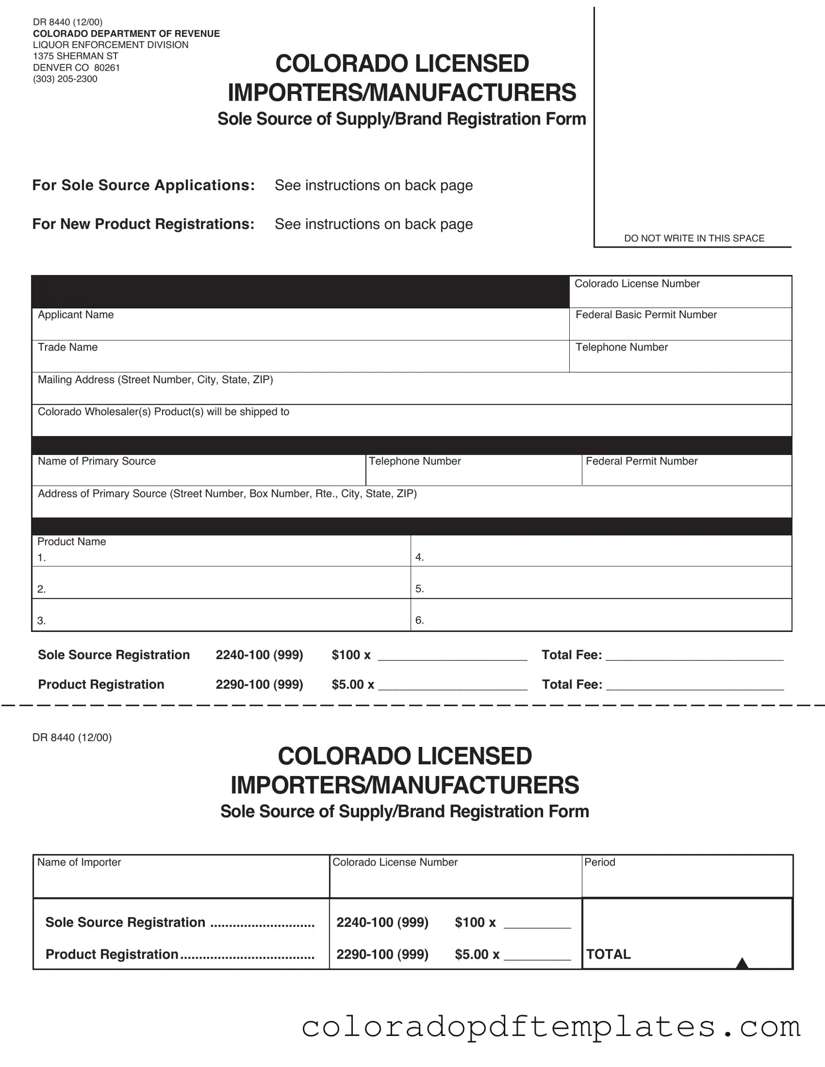 Download Colorado Dr 8440 Form in PDF