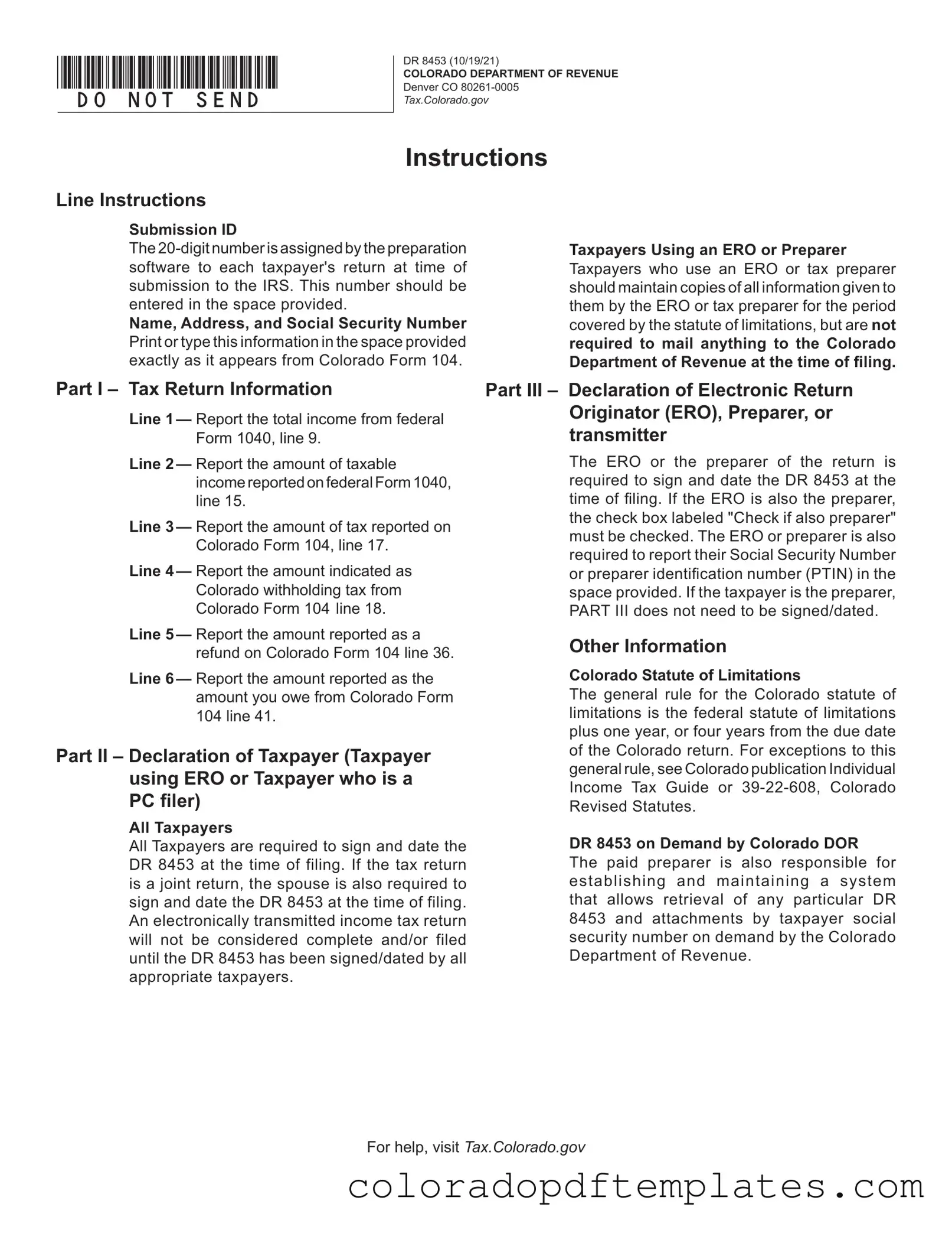 Download Colorado Dr 8453 Form in PDF