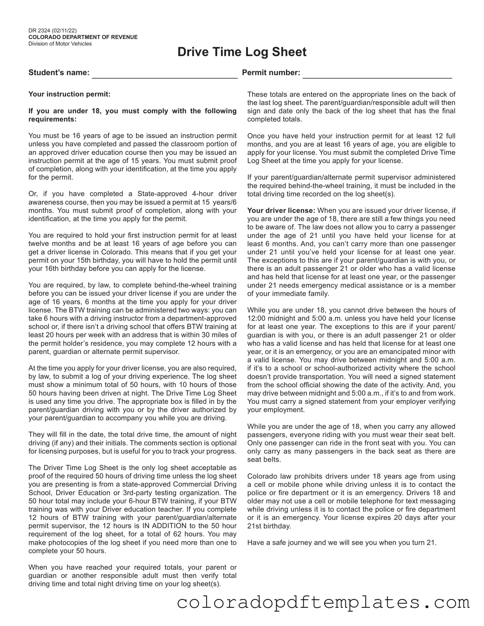 Download Colorado Drive Form in PDF