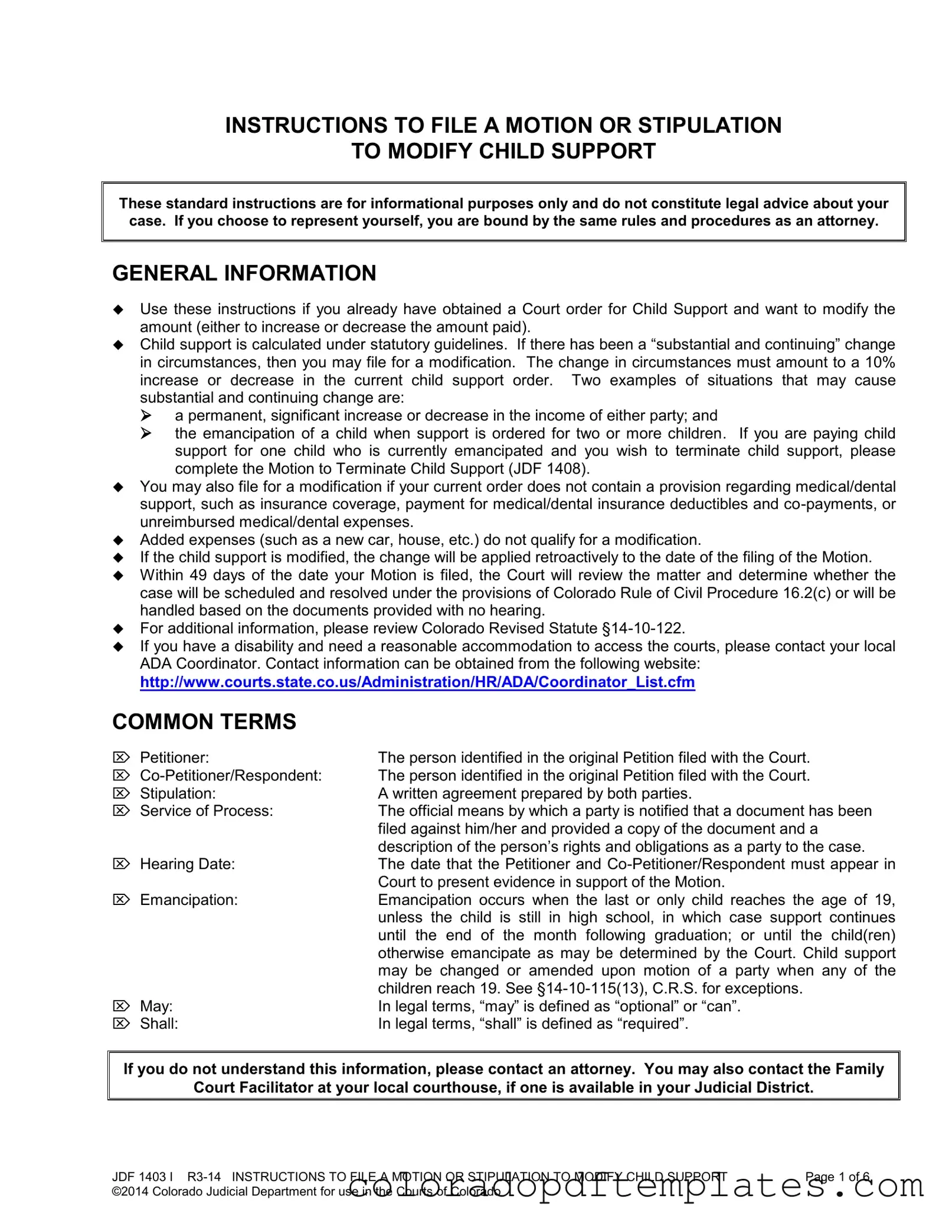 Download Colorado Modify Child Form in PDF