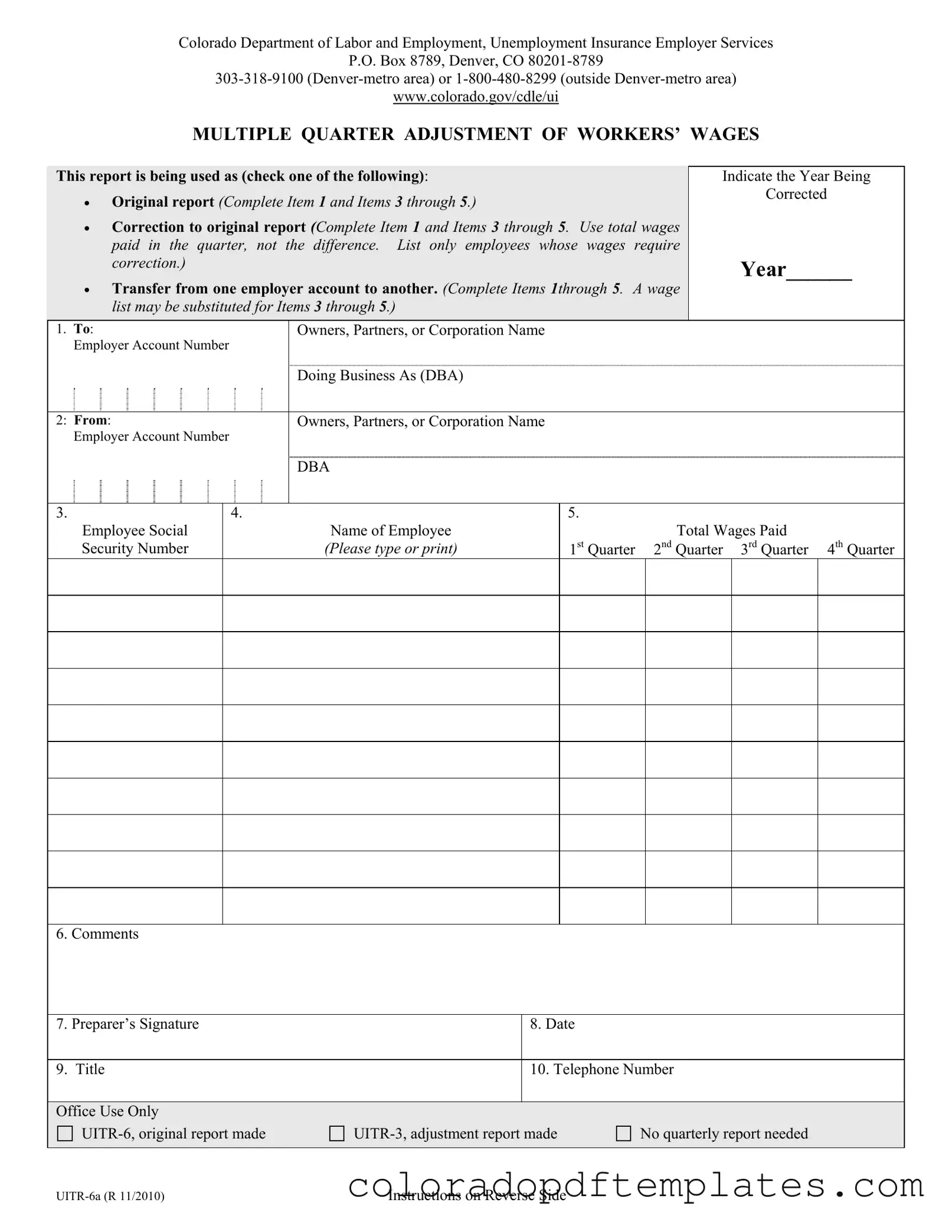 Download Colorado Uitr 6A Form in PDF