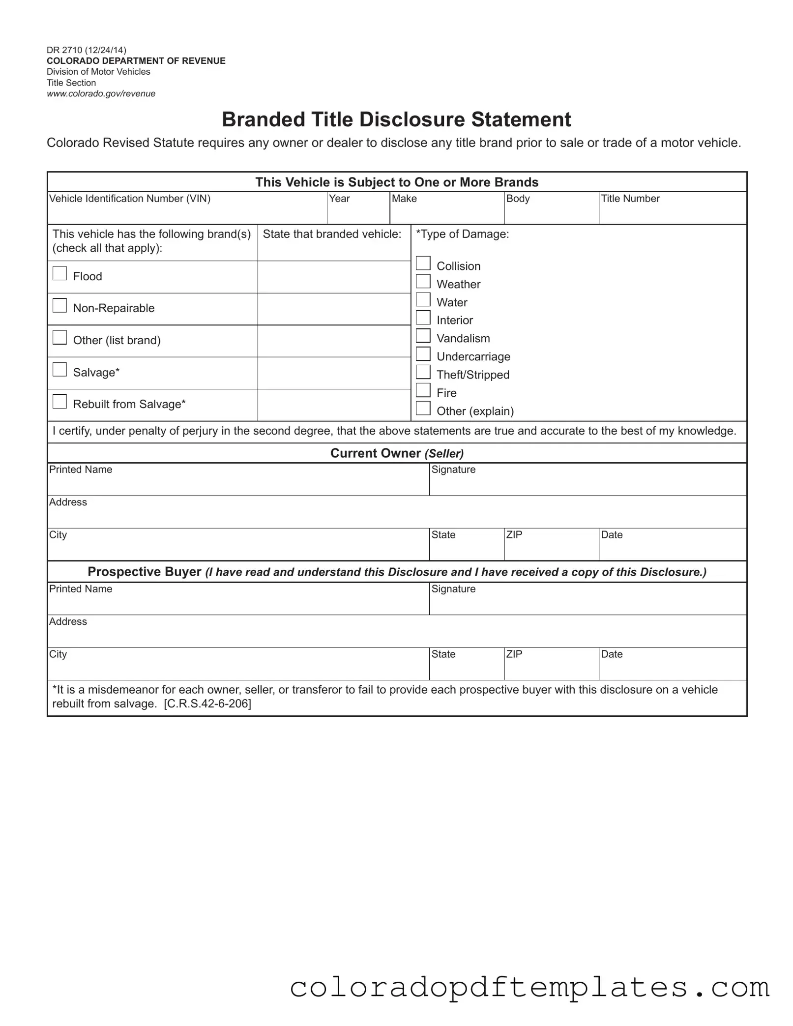 Download Dr 2710 Colorado Form in PDF