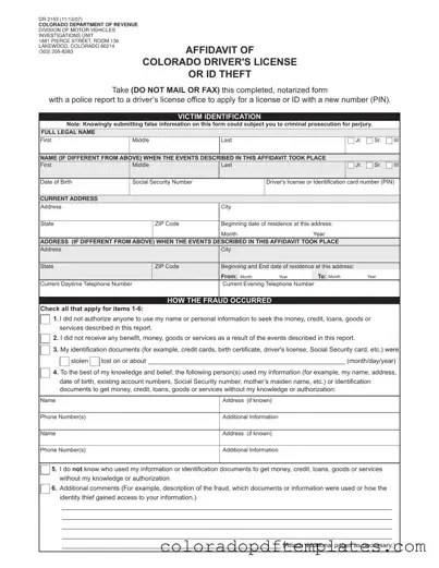 Download Colorado Dr 2153 Form in PDF