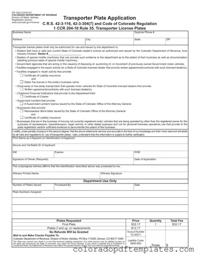 Download Colorado Dr 2222 Form in PDF
