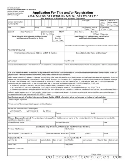 Download Colorado Dr 2395 Form in PDF