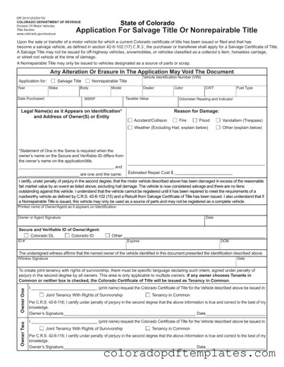 Download Colorado Dr 2410 Form in PDF