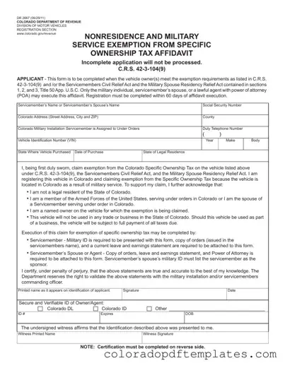 Download Colorado Dr 2667 Form in PDF