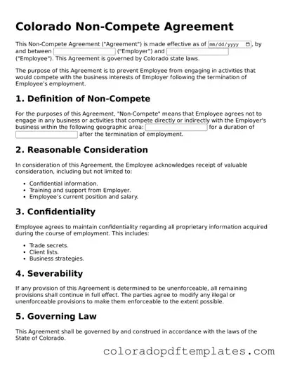 Blank Non-compete Agreement Template for Colorado State