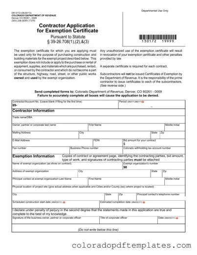 Download Dr 0172 Colorado Form in PDF